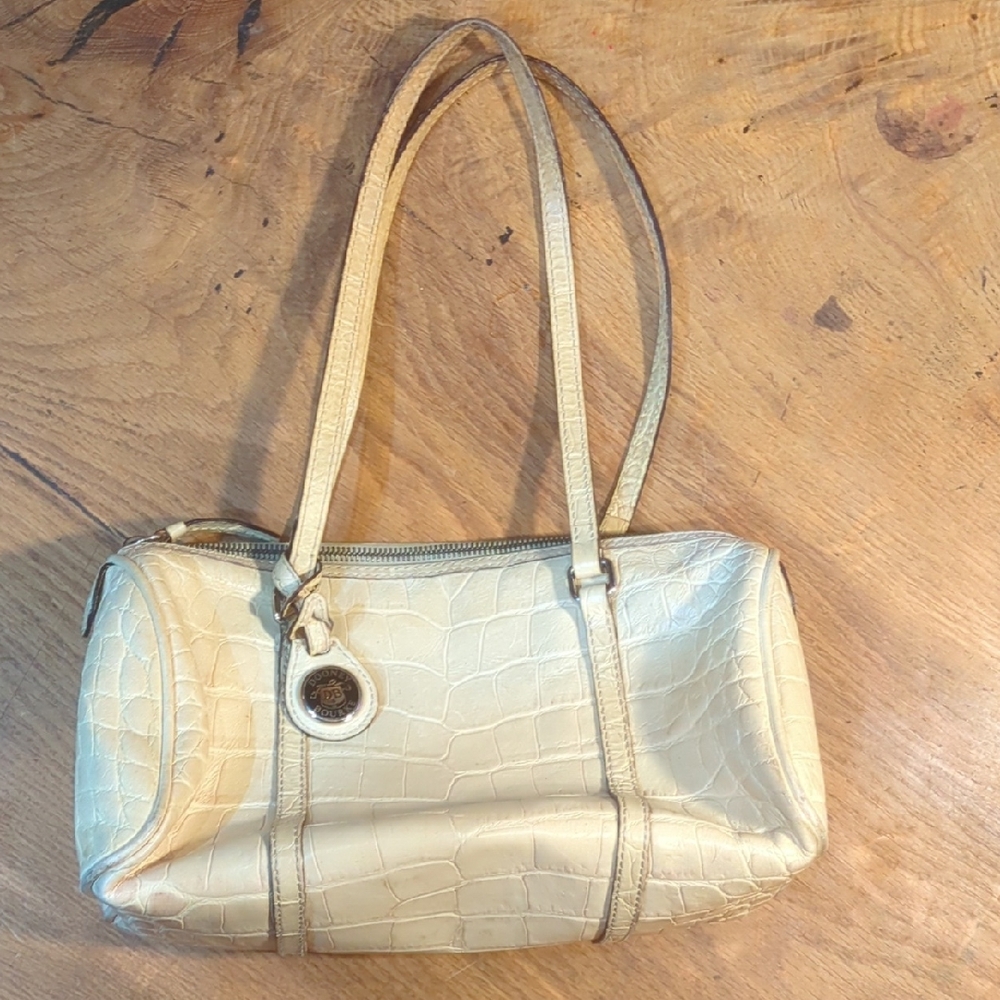 Dooney & Bourke Cream Crocodile-Embossed Shoulder Bag